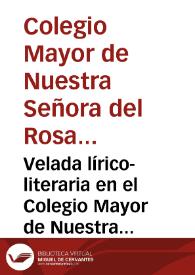 Velada lírico-literaria en el Colegio Mayor de Nuestra Señora del Rosario