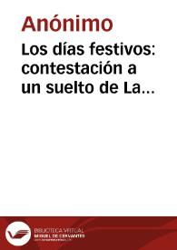 Los días festivos: contestación a un suelto de La Concordia