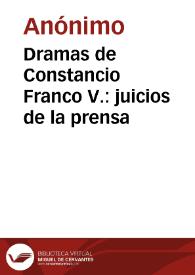 Dramas de Constancio Franco V.: juicios de la prensa