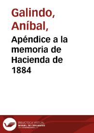 Apéndice a la memoria de Hacienda de 1884