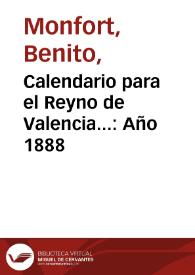 Calendario para el Reyno de Valencia.. Año 1888