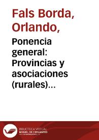 Ponencia general: Provincias y asociaciones (rurales) de municipios