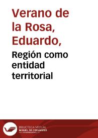 Región como entidad territorial