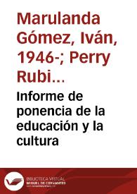 Informe de ponencia de la educación y la cultura