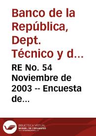 RE No. 54 Noviembre de 2003 -- Encuesta de expectativas de octubre de 2003