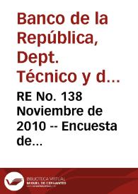 RE No. 138 Noviembre de 2010 -- Encuesta de expectativas de octubre de 2010