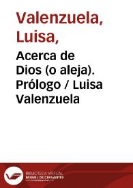 Acerca de Dios (o aleja). Prólogo