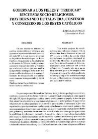 Gobernar a los fieles y predicar discursos socio-religiosos. Fray Hernando de Talavera, confesor y consejero de los Reyes Católicos