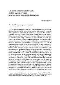 La novela hispanoamericana en los años noventa: apuntes para un paisaje inacabado