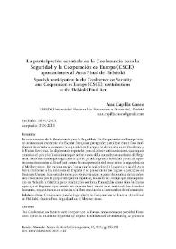 La participación española en la Conferencia para la Seguridad y la Cooperación en Europa (CSCE): aportaciones al Acta Final de Helsinki