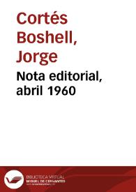 Nota editorial, abril 1960