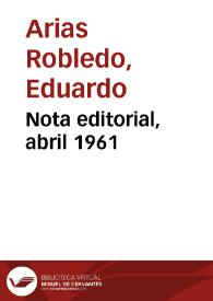 Nota editorial, abril 1961