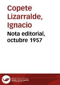 Nota editorial, octubre 1957