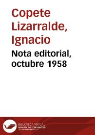 Nota editorial, octubre 1958