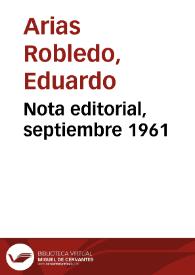 Nota editorial, septiembre 1961