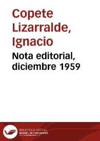 Nota editorial, diciembre 1959