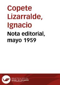 Nota editorial, mayo 1959