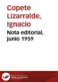 Nota editorial, junio 1959