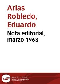 Nota editorial, marzo 1963