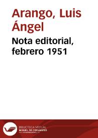 Nota editorial, febrero 1951