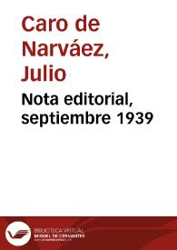 Nota editorial, septiembre 1939