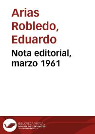 Nota editorial, marzo 1961