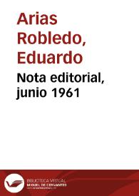 Nota editorial, junio 1961