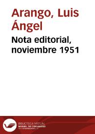 Nota editorial, noviembre 1951