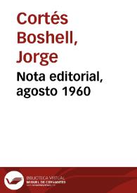 Nota editorial, agosto 1960