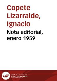 Nota editorial, enero 1959