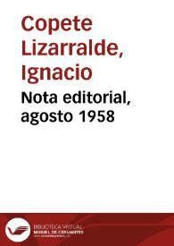 Nota editorial, agosto 1958