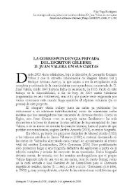 La correspondencia privada del escritor célebre: D. Juan Valera en sus cartas