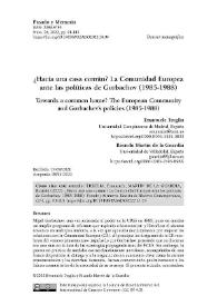 ¿Hacia una casa común? La Comunidad Europea ante las políticas de Gorbachov (1985-1988)