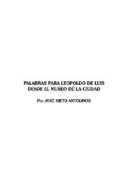 Palabras para Leopoldo de Luis desde el Museo de la Ciudad