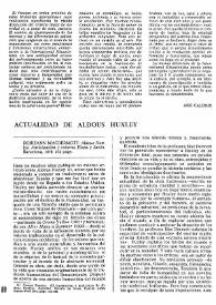 Actualidad de Aldous Huxley : Doireann MacDermott: Aldous Huxley. Anticipación y retorno. Plaza y Janés. Barcelona, 1978. 275 págs.