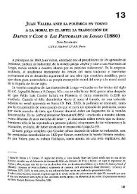 Juan Valera ante la polémica en torno a la moral en el arte: la traducción de 