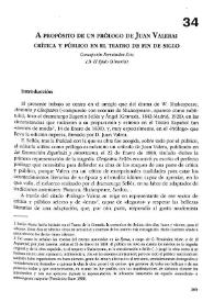 A propósito de un prólogo de Juan Valera: crítica y público en el teatro de fin de siglo