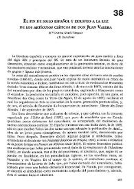 El fin de siglo español y europeo a la luz de los artículos críticos de don Juan Valera 